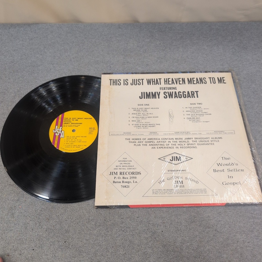 Jimmy Swaggart This Is Just What Heaven Means To Me Vinyl LP Jim Records LP-111 - Picture 2 of 2